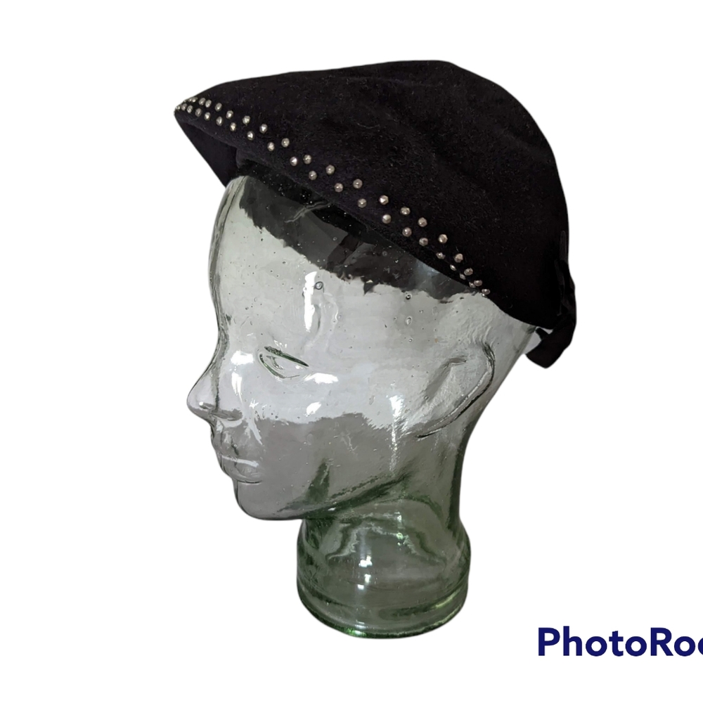 Vintage Merrimac 100% Wool Black Studded Hat